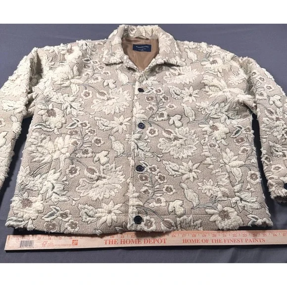Abercrombie & Fitch Floral Tapestry Workwear Jacket Tan Cream XXL AF-1892